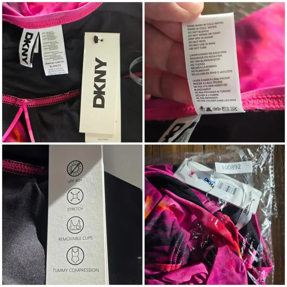 DKNY Trangle Halter-Style One-Piece Swimsuit Women's Size XL NWT